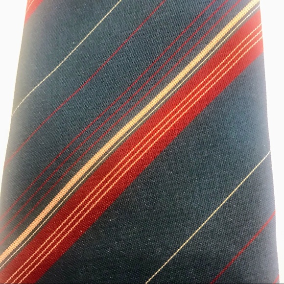 CHRISTIAN DIOR Luxury Tie Slate Blue Tan Red Stripe Tie Paris New York  3.25” - Picture 5 of 13